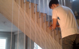 Thi công cầu thang dây cáp Gia Lâm - Hà Nội